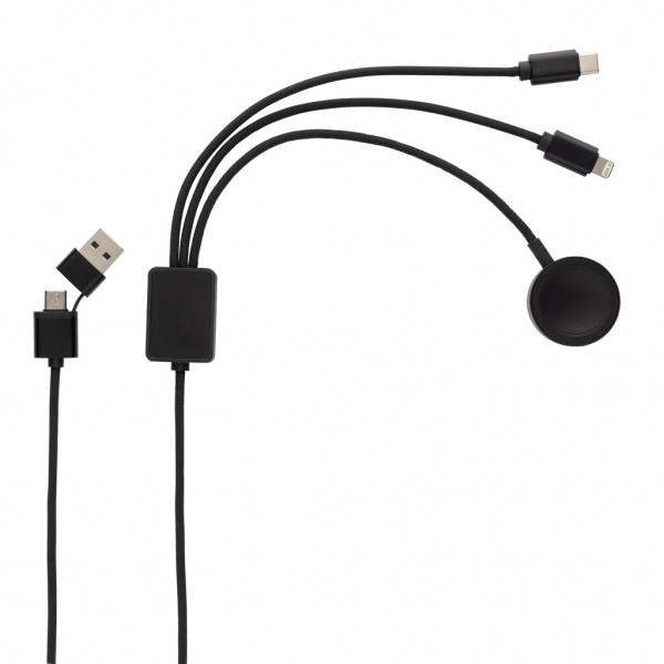 Terra RCS rPET 6-in-1-Ladekabel mit Uhrenladegerät, grau