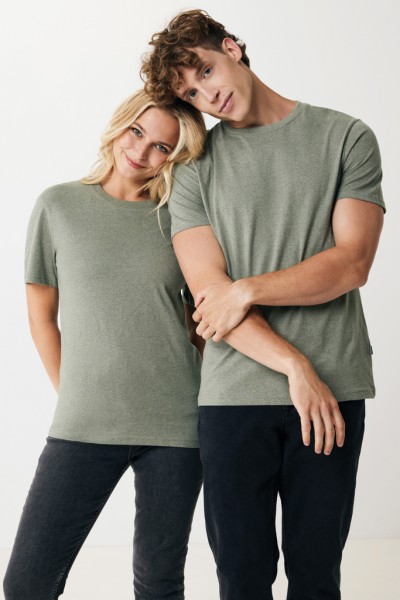 IQONIQ Manuel ungefärbtes T-Shirt aus recycelter Baumwolle, heather green XS