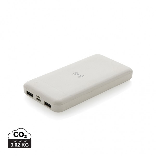 Wireless Powerbank aus RCS Standard recyceltem Kunststoff, weiß