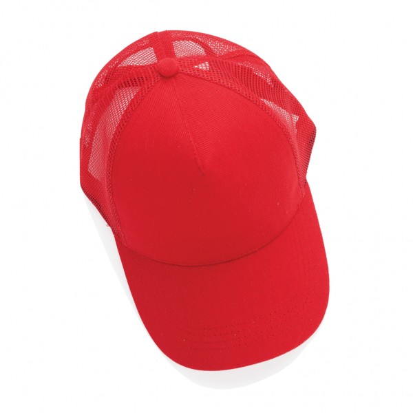 Impact AWARE™ 190gr Brushed rCotton 5 Panel Trucker-Cap, rot