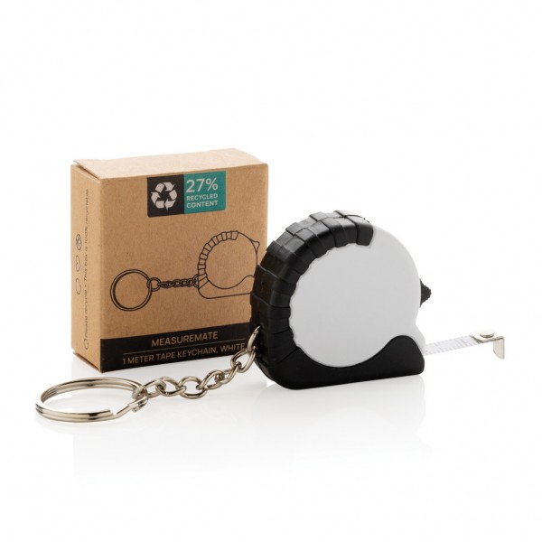 MeasureMate 1m Schlüsselband aus RCS recyceltem ABS, weiß