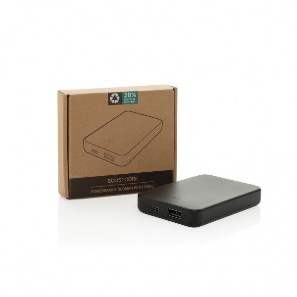 Boostcore 5.000mAh Powerbank aus RCS rec. Kunststoff, schwarz