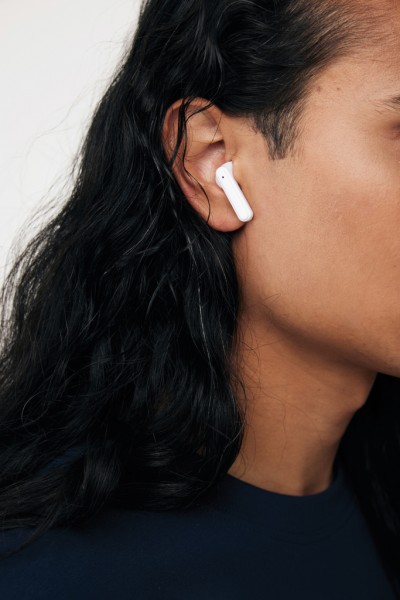 Tunevo kabellose Ohrhörer aus RCS recyceltem Kunststoff, weiß