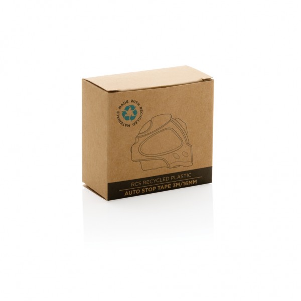 Auto-Stop-Maßband aus recyceltem Kunststoff, 3m/16mm, schwarz