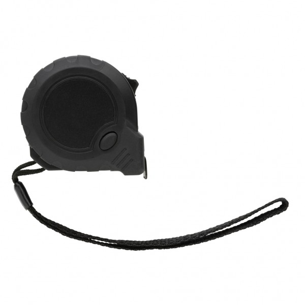3m/16mm Maßband mit Stop-Taste aus RCS recycelt. Kunststoff, schwarz