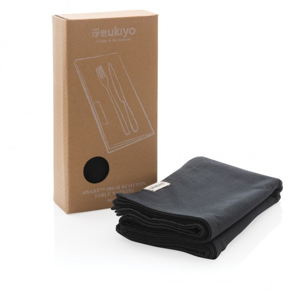 Ukiyo Aware™ 180gr rCotton 4-tlg. Servietten-Set, schwarz