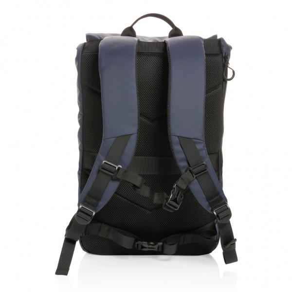 Impact AWARE™ RPET wasserabweisender 15.6` Laptop-Rucksack, navy blau