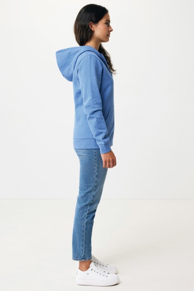IQONIQ Abisko Zip-Kapuzenpullover aus recycelter Baumwolle, heather blue XXS