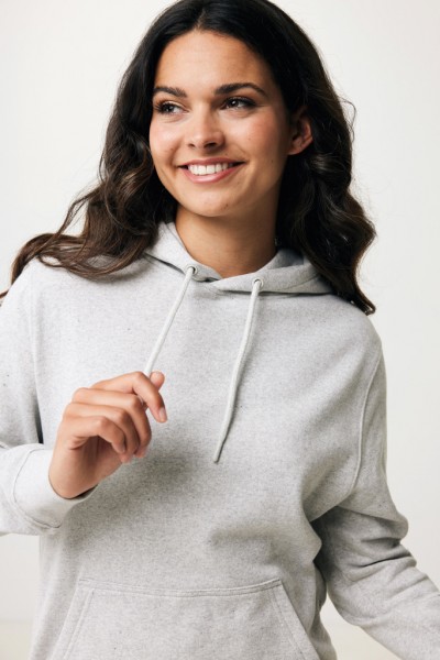 IQONIQ Rila Lightweight Hoodie aus recycelter Baumwolle, light heather grey L