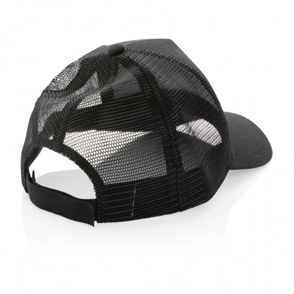 Impact AWARE™ 190gr Brushed rCotton 5 Panel Trucker-Cap, schwarz