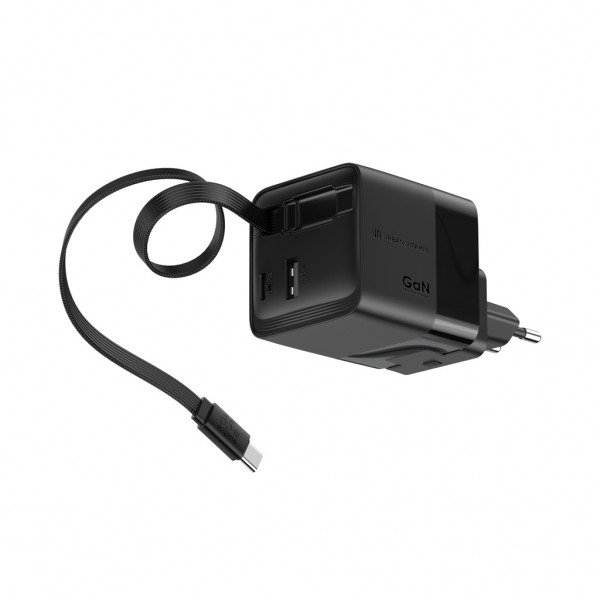Urban Vitamin Mendocino 65W GaN-Charger mit einziehb. Kabel, schwarz