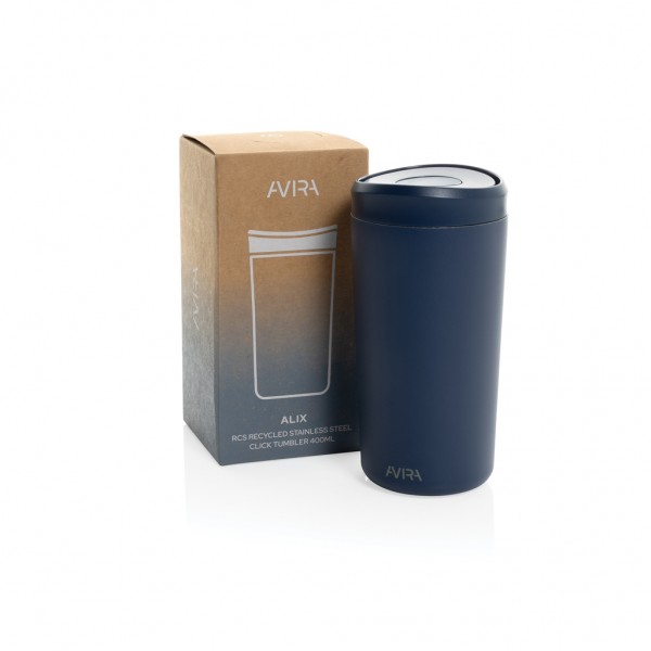 Avira Alix Klickbecher aus RCS rec. Stahl 400ml, navy blau