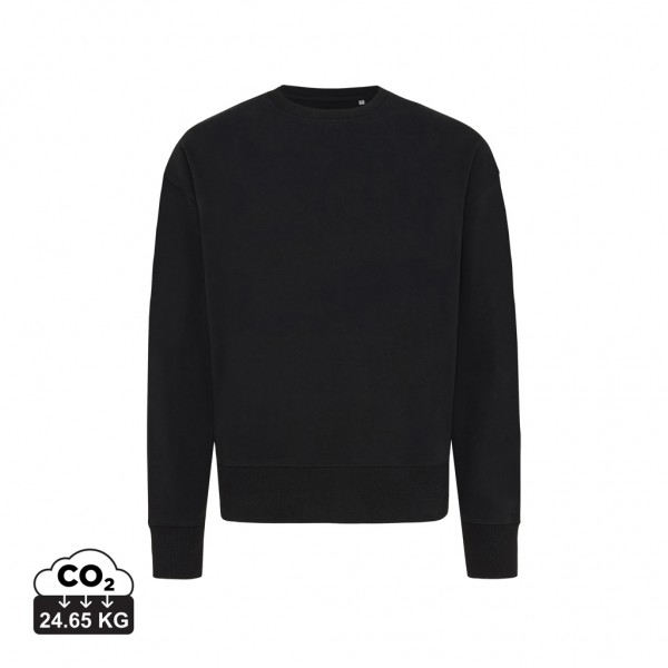 IQONIQ Kruger Relax-Rundhals-Sweater aus recycelt. Baumwolle, schwarz L