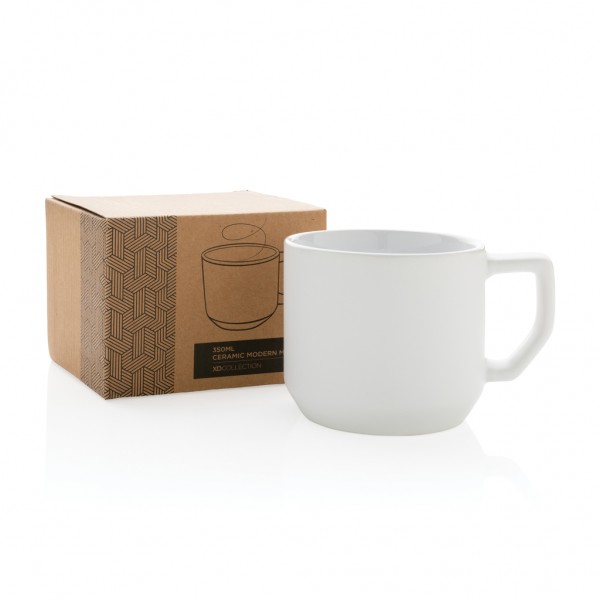 Moderne Keramiktasse, 350ml, weiß