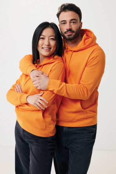 IQONIQ Rila Lightweight Hoodie aus recycelter Baumwolle, orange XXS