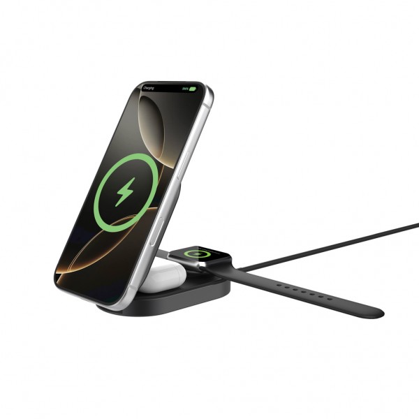 Quantum Ultra-Fast 3-in-1 25W faltbarer Wireless Charger, grau