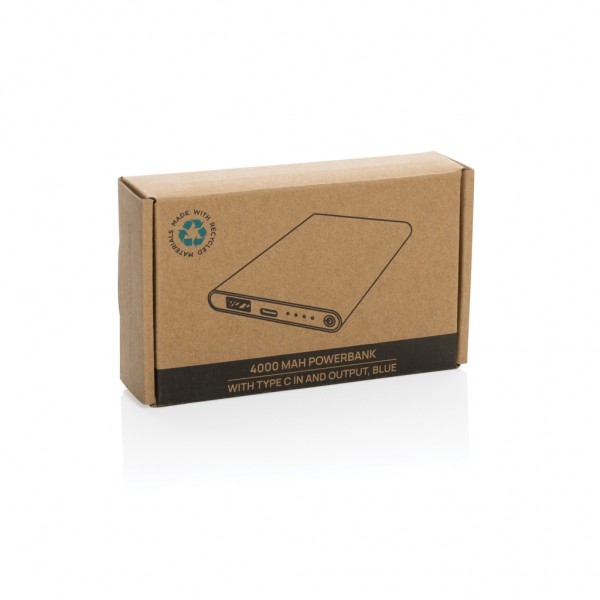 4.000mAh Type-C Powerbank aus RCS recyeltem ABS & Aluminium, blau