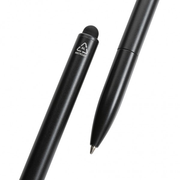 Kymi Stift mit Stylus aus RCS recyceltem Aluminum, schwarz