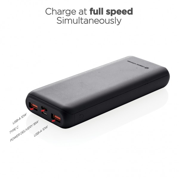 Urban Vitamin Pasadena 20.000mAh 18W PD Powerbank, schwarz