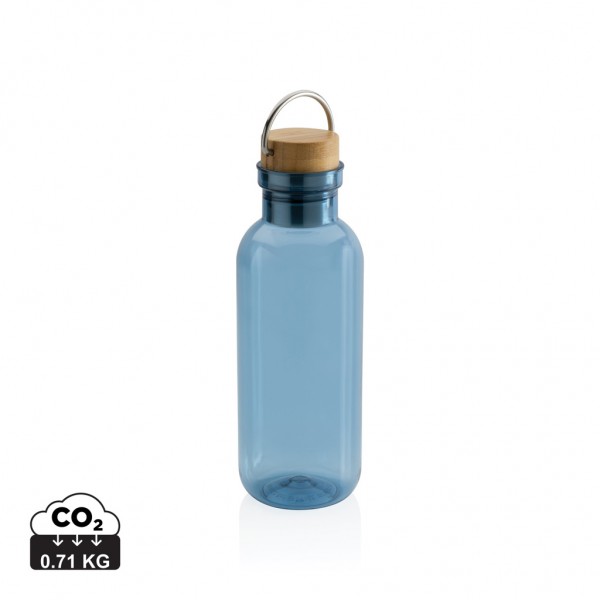 RCS rPET Flasche with Bambusdeckel und Griff, blau