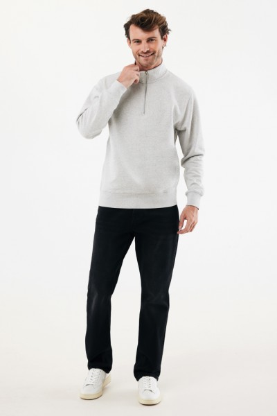 IQONIQ Elgon Quarter-Zip-Sweater aus rec. Baumwolle, light heather grey XXXL