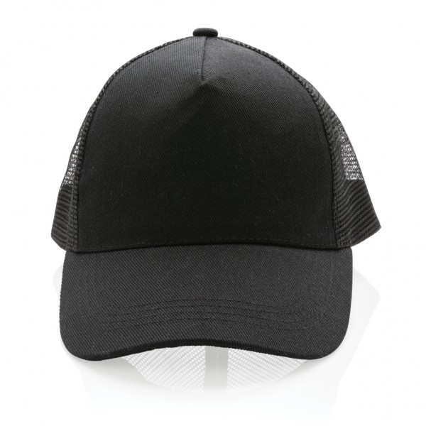 Impact AWARE™ 190gr Brushed rCotton 5 Panel Trucker-Cap, schwarz
