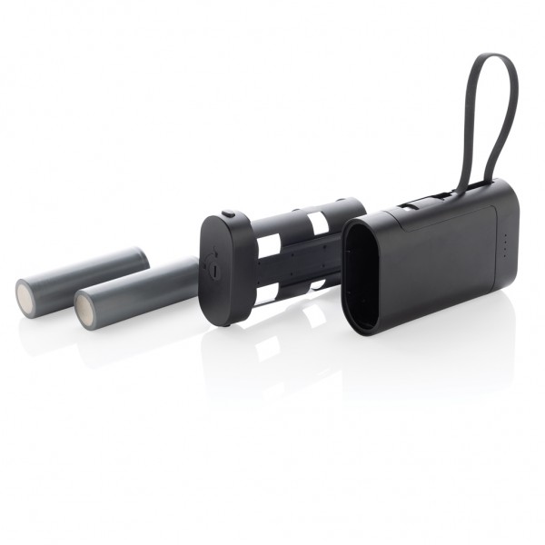 CycleCell 10.000mah Powerbank mit herausnehmbarer Batterie, schwarz