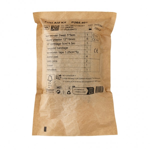 Kleines Erste-Hilfe-Set in RCS recycelter Nubuk-PU Tasche, schwarz