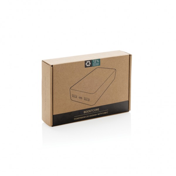 Boostcore 20.000mAh Powerbank aus RCS rec. Kunststoff, schwarz