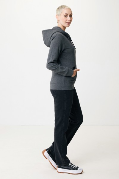 IQONIQ Abisko Zip-Kapuzenpullover aus recycelter Baumwolle, heather anthracite S