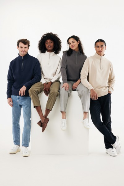 IQONIQ Elgon Quarter-Zip-Sweater aus rec. Baumwolle, navy blau XS