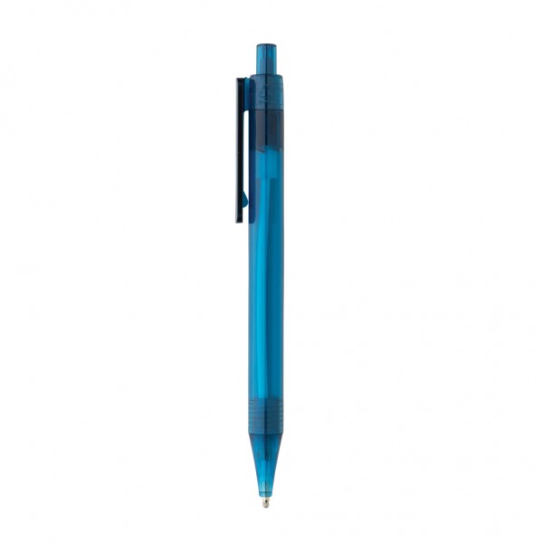 GRS rPET X8 transparenter Stift, blau