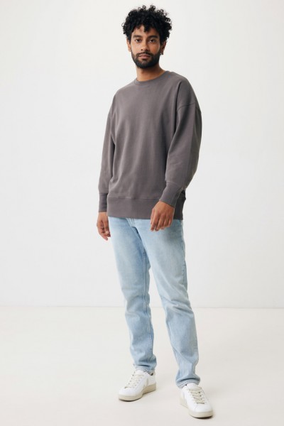 IQONIQ Kruger Relax-Rundhals-Sweater aus recycelt. Baumwolle, anthrazit XXS
