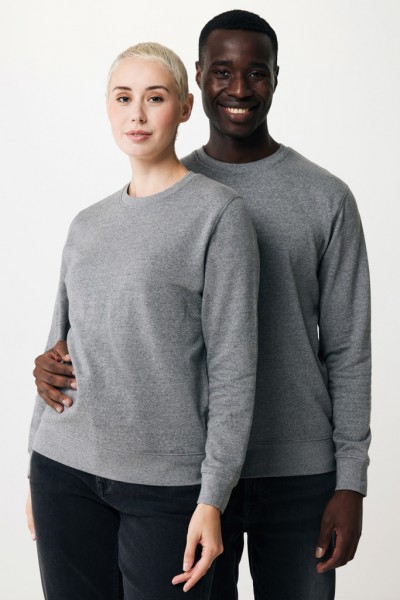 IQONIQ Etosha Lightweight Sweater aus recycelter Baumwolle, light heather anthracite S