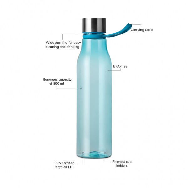 VINGA Lean 800ml RCS RPET Wasserflasche, blau