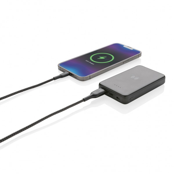 5.000mAh 5W Wireless Powerbank aus RCS recyceltem Kunststoff, schwarz