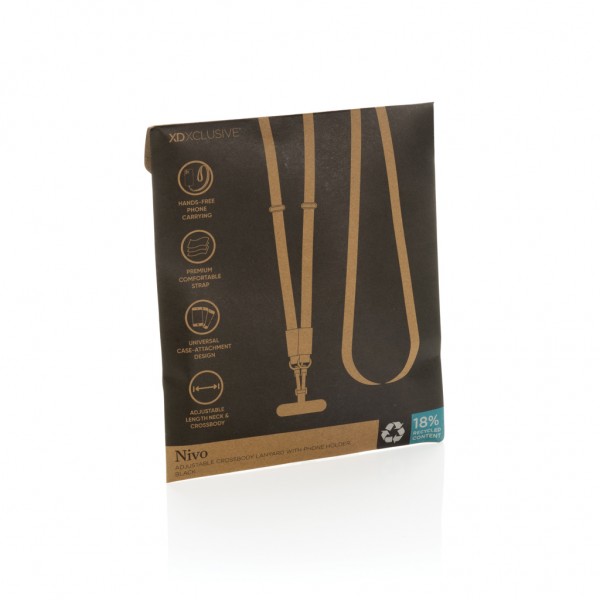 Nivo Crossbody-Handyband aus RCS recyceltem PET, schwarz