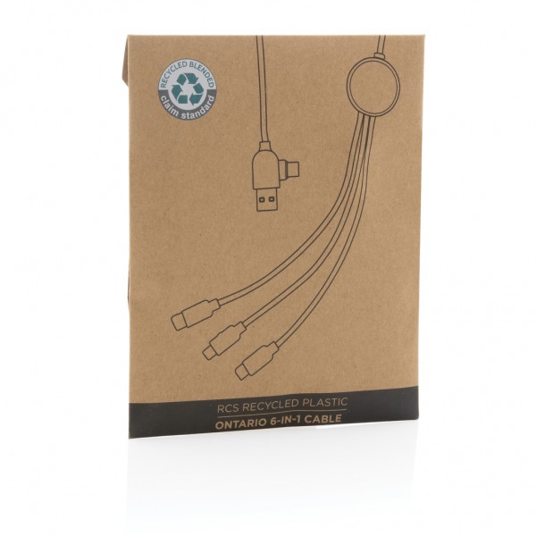 Ontario 6-in-1 Kabel aus RCS recyceltem Kunststoff, weiß