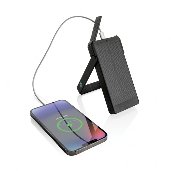 Skywave 10000mAh Solarpowerbank aus RCS recycelt. Kunststoff, schwarz