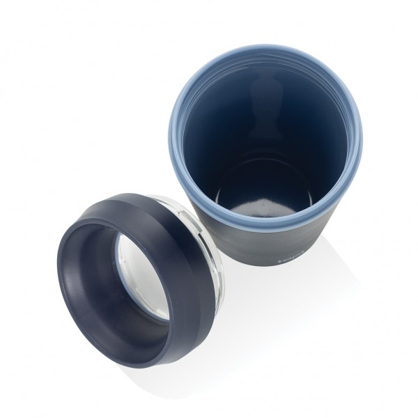 Topl-Becher aus rec. Kunststoff mit 360-Grad-Deckel 354ml, navy blau