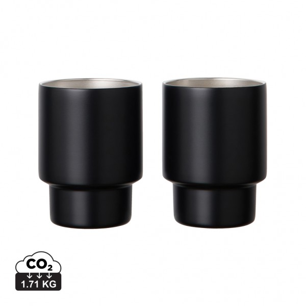 VINGA Nagano RCS recycelte Edelstahlbecher, 2er-Set, schwarz