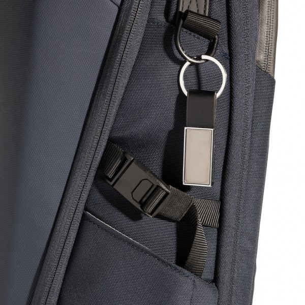 Schicker PU Schlüsselanhänger aus RCS recyc. Zinklegierung, schwarz