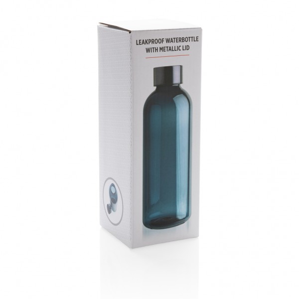 Auslaufsichere Trinkflasche mit Metalldeckel, blau