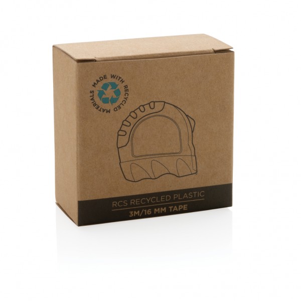 3m/16mm Maßband aus RCS recyceltem Kunststoff, schwarz