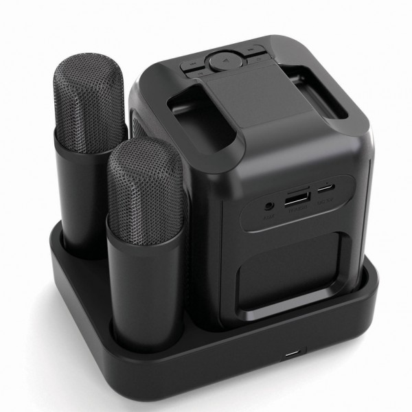 Singvibe Karaoke-Set mit Doppelmikrofon aus RCS rec. ABS, schwarz