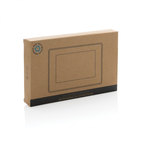 Utah LED-Uhr aus RCS rKunststoff & Bambus, braun