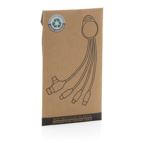 rundes Ontario 6-in-1 Kabel aus RCS recyceltem Kunststoff, weiß