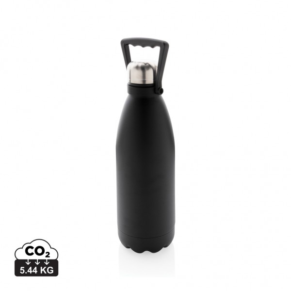 Große Vakuumflasche aus RCS recyceltem Stainless-Steel 1,5L, schwarz
