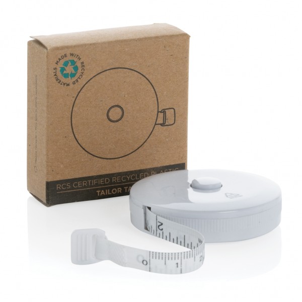 Schneiderband aus RCS recyceltem Kunststoff, weiß