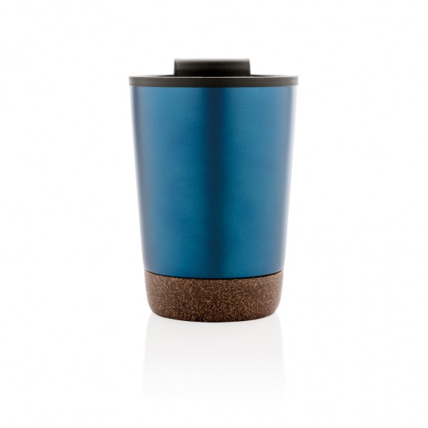 GRS rPP Edelstahl-Kaffeebecher mit Kork, blau